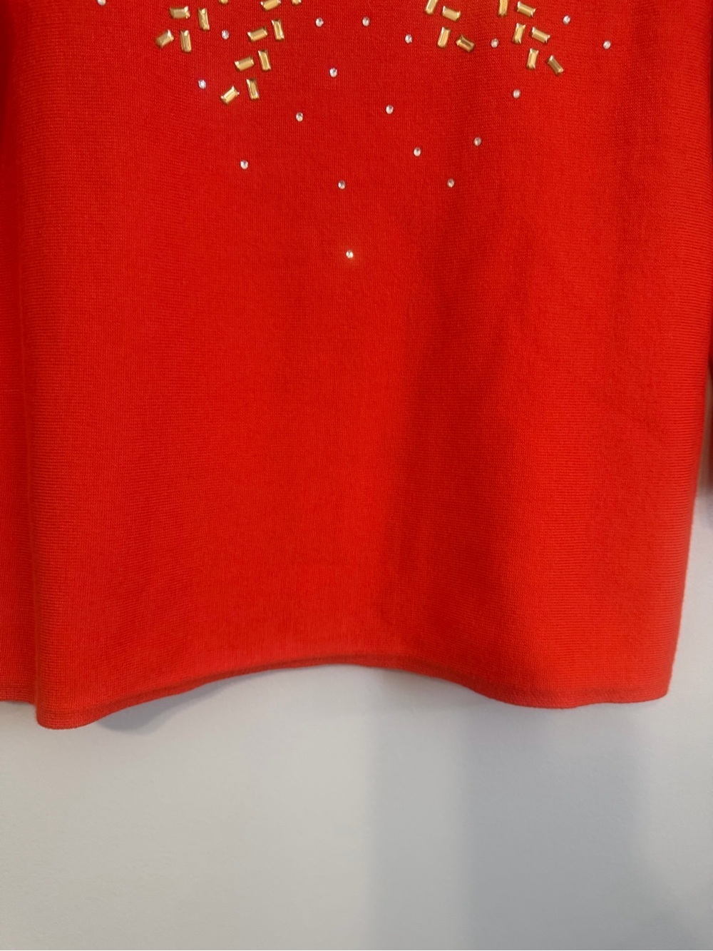 Madison Orange Sweater with Gold Stud Embellishments 3/4 sleeve Size Large - Picture 4 of 10